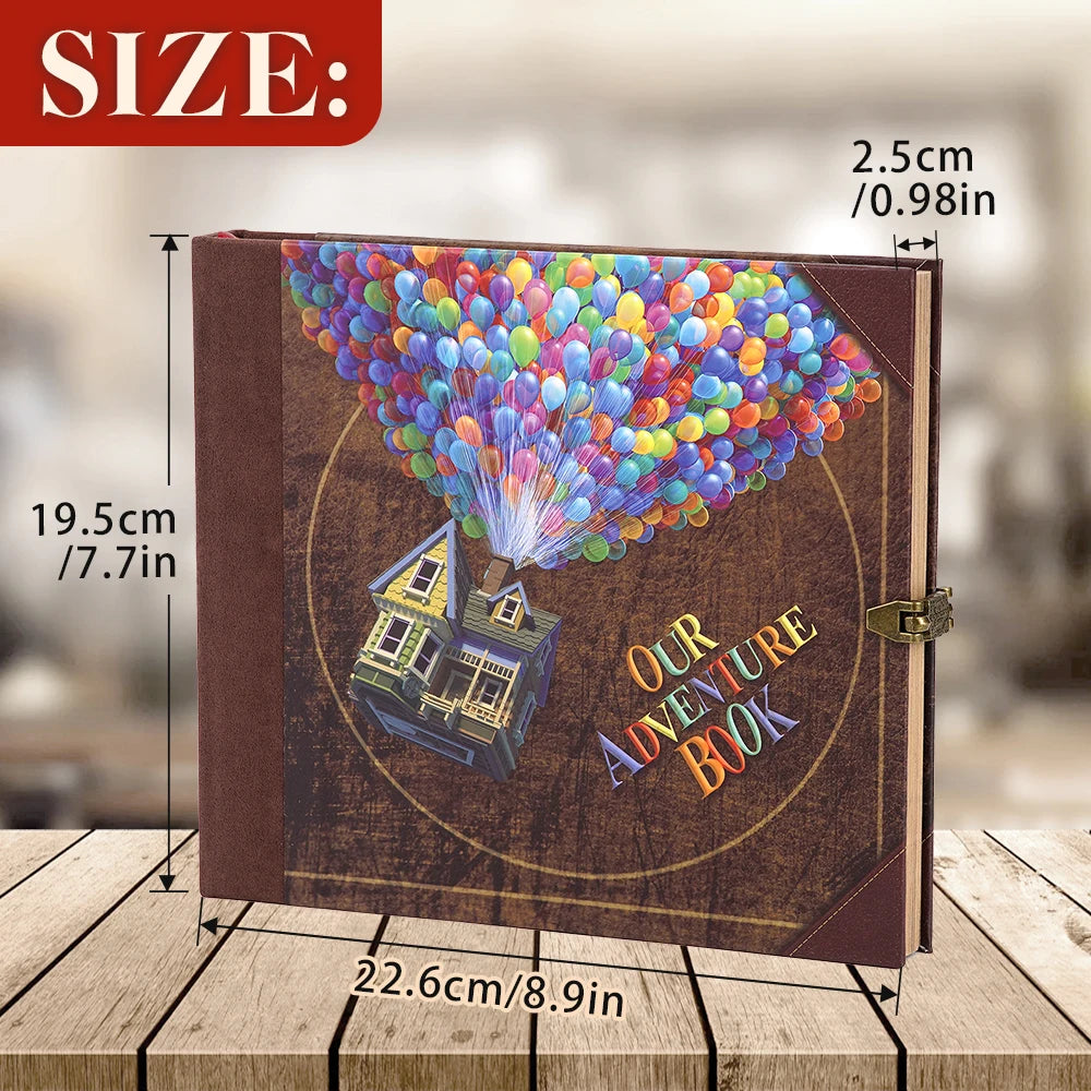 22*19.5cm 146 Page Retro Kraft Album for Anniversary Wedding Memory Mother's Day Gift DIY Handmade Scrapbook  Balloon/text style