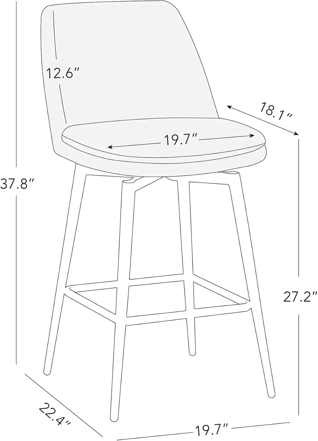 XMSJ.Counter Height Swivel Barstools, FSC Certified Upholstered Faux Leather Bar Stools Set of 3, Metal Base, 27.2" Seat Height,