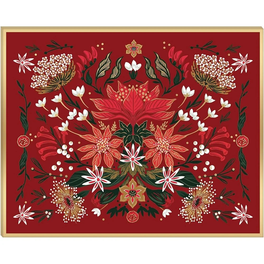 Christmas Garden Placemats Set of 12 Gold Foil Accents Large Paper Table Decor Christmas Thanksgiving Housewarming Events