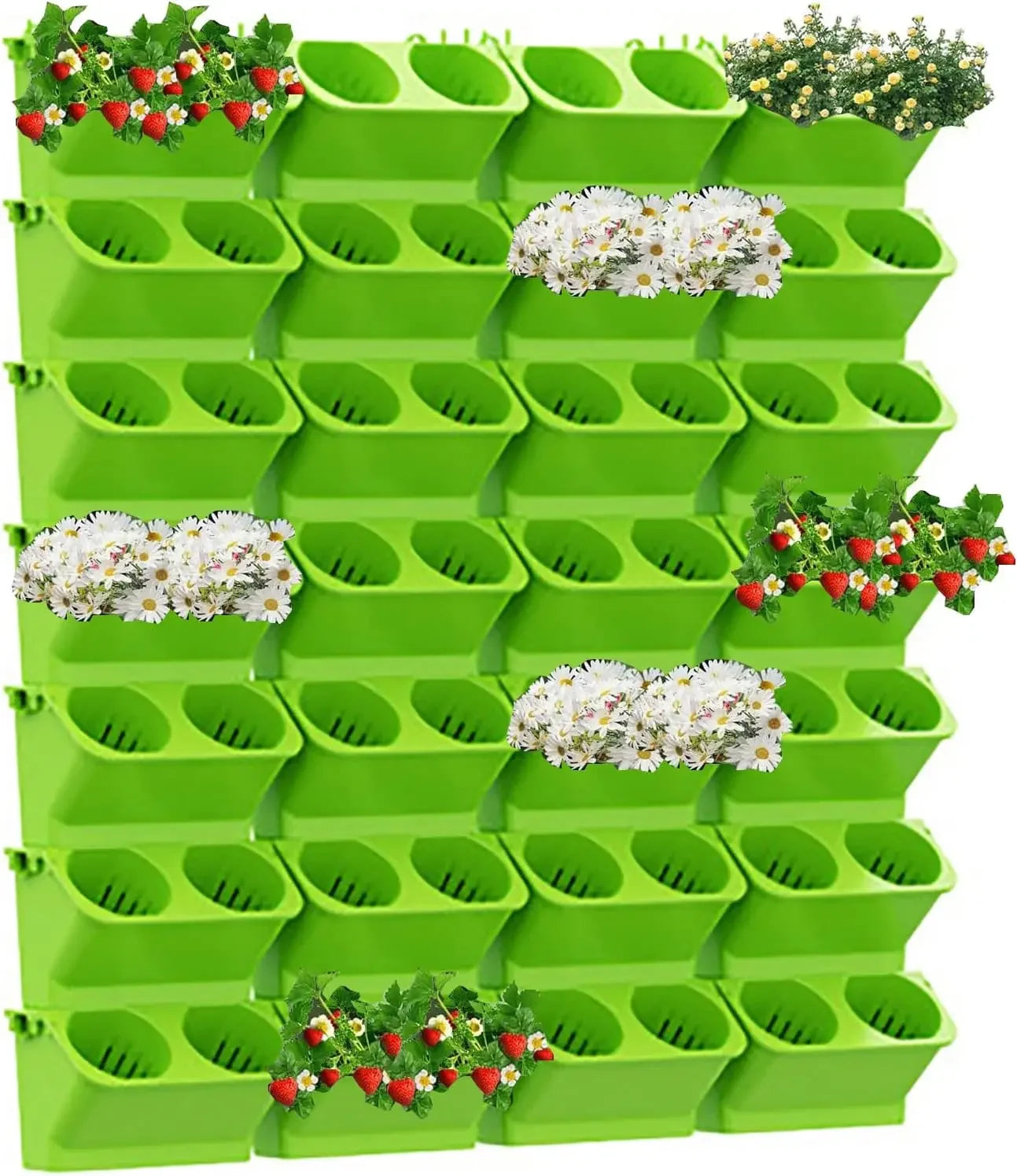 Vertical Wall Planter - Stacking Planters for Outdoor Plants, Self-Watering Wall-Mounted Planter for Indoor/Outdoor Use