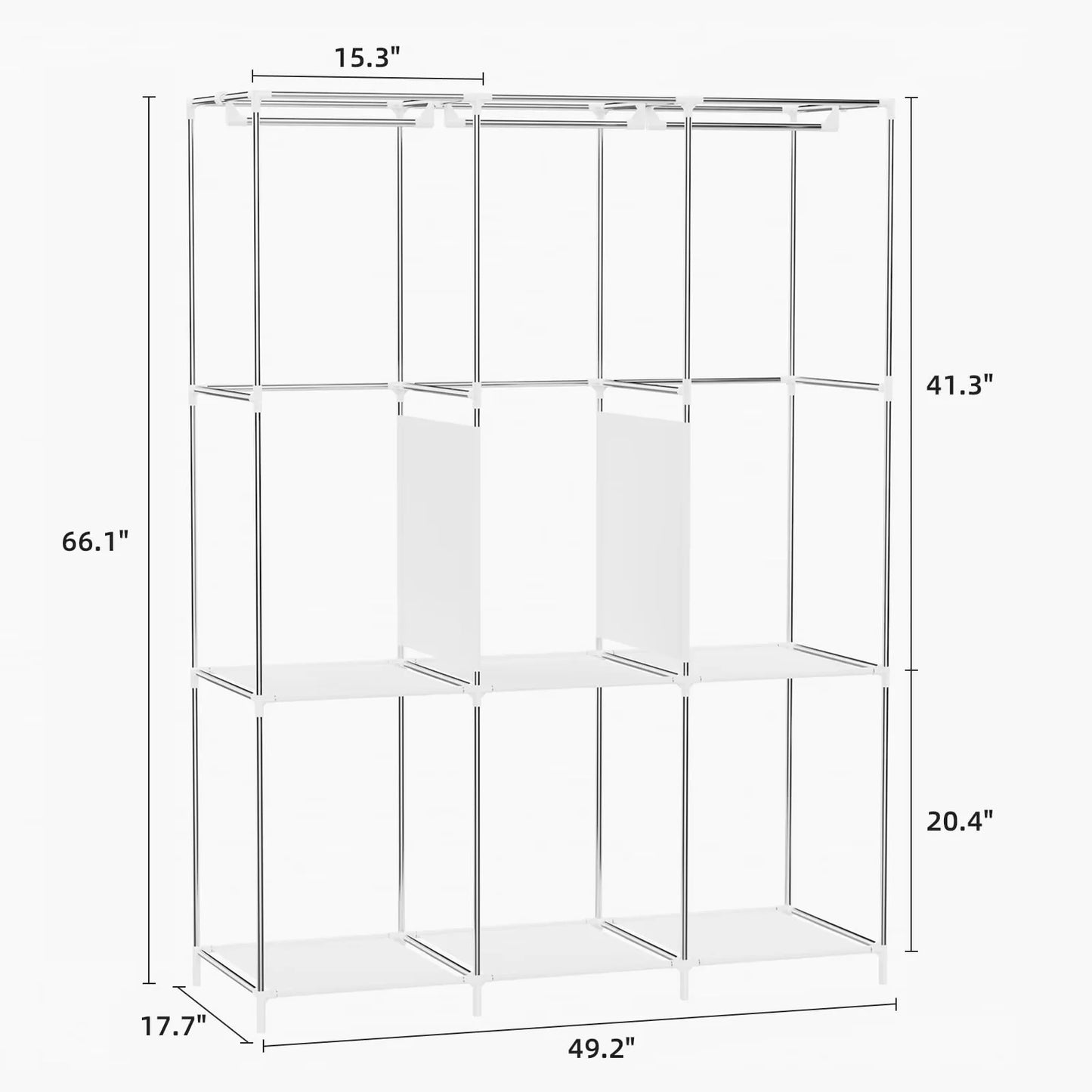 Space saving portable closet organizer, adjustable small space storage rack, easy to assemble, durable and versatile