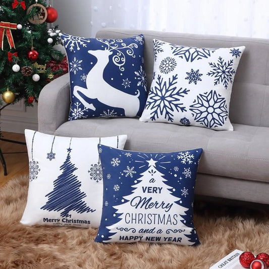 4pcs Christmas Cushion Cover Throw Pillowcase For Sofa Couch Pillow Case Christmas Decoration Xmas New Year Christmas Decor