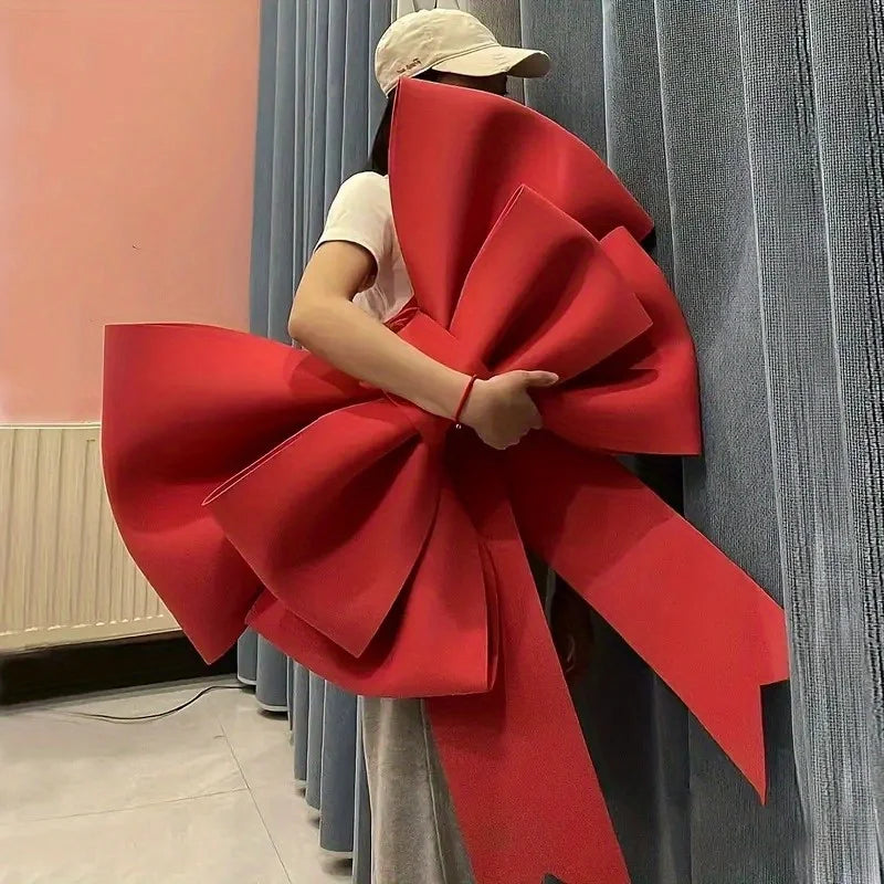 2Pcs Large Red Eva Bow Wall Decor - Versatile Hanging Decoration - No Power or Battery Needed, Featherless, for Wedding,