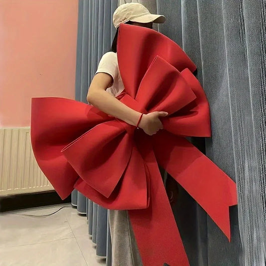 2Pcs Large Red Eva Bow Wall Decor - Versatile Hanging Decoration - No Power or Battery Needed, Featherless, for Wedding,