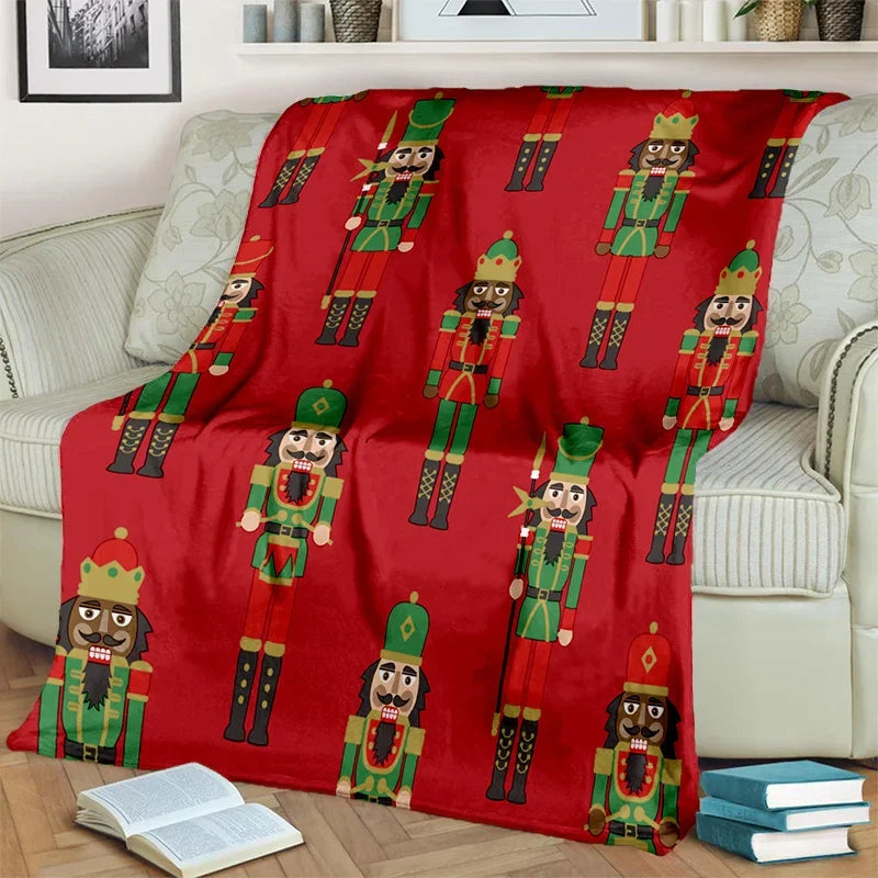 Nutcracker Christmas Tree Cartoon Blanket,Soft Throw Blanket for Home Bedroom Bed Sofa Picnic Travel Office Cover Blanket Kids