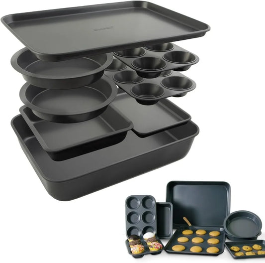 Home Set of 8Durable Non-Stick Carbon Steel Baking Bricks for Easy Storage