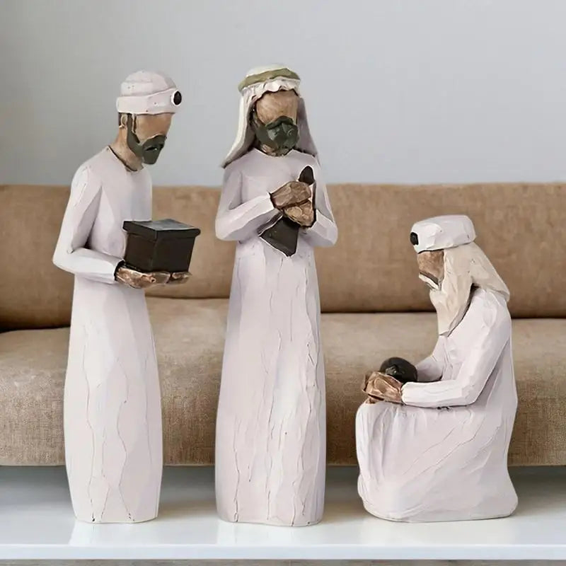 Three Wisemen Figures Hand-Painted Resin Christmas Nativity Set Seasonal Home Decoration Christmas Sculpture for Table Bookshelf