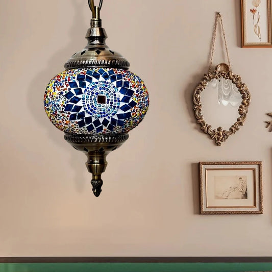 Turkish Retro Lighting E27 Bar Restaurant Mediterranean Pendant Light Restaurant Club Single Head Chandelier for Bar Home Hotel