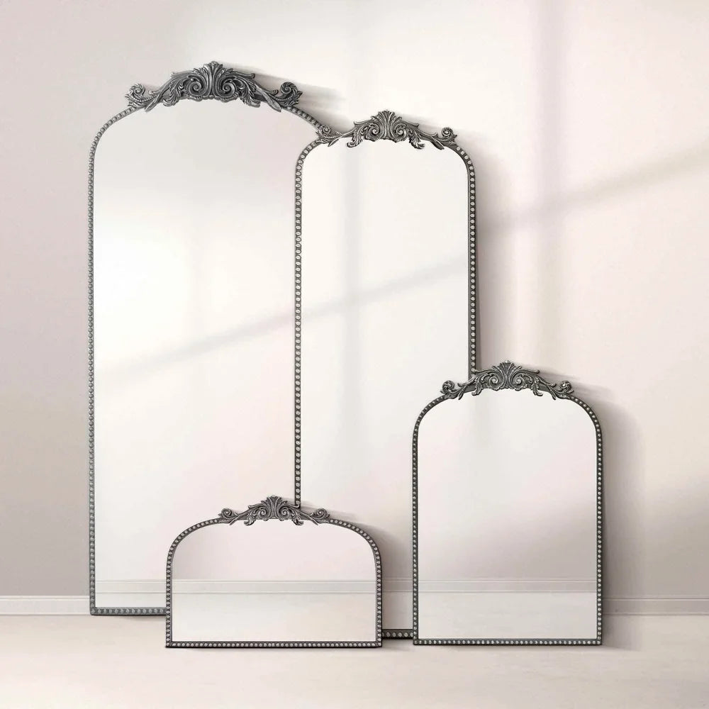 Elegant Arch Metal Wall Mirror Decorative Accent Piece Floral Leaf Design Living Room Bedroom Gallery Wall Art Secure Hanging
