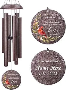 Customized Memorial Wind Chimes - Honoring Loved Ones with Personalized Gifts for Loss of Father, Mother, Brother, Friend