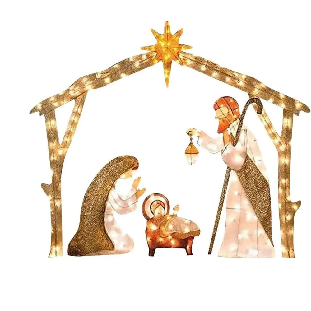 5.5FT Outdoor Lighted Nativity Scene Waterproof With light Nativity Scene Christmas Decoration Yard Decoration Easter