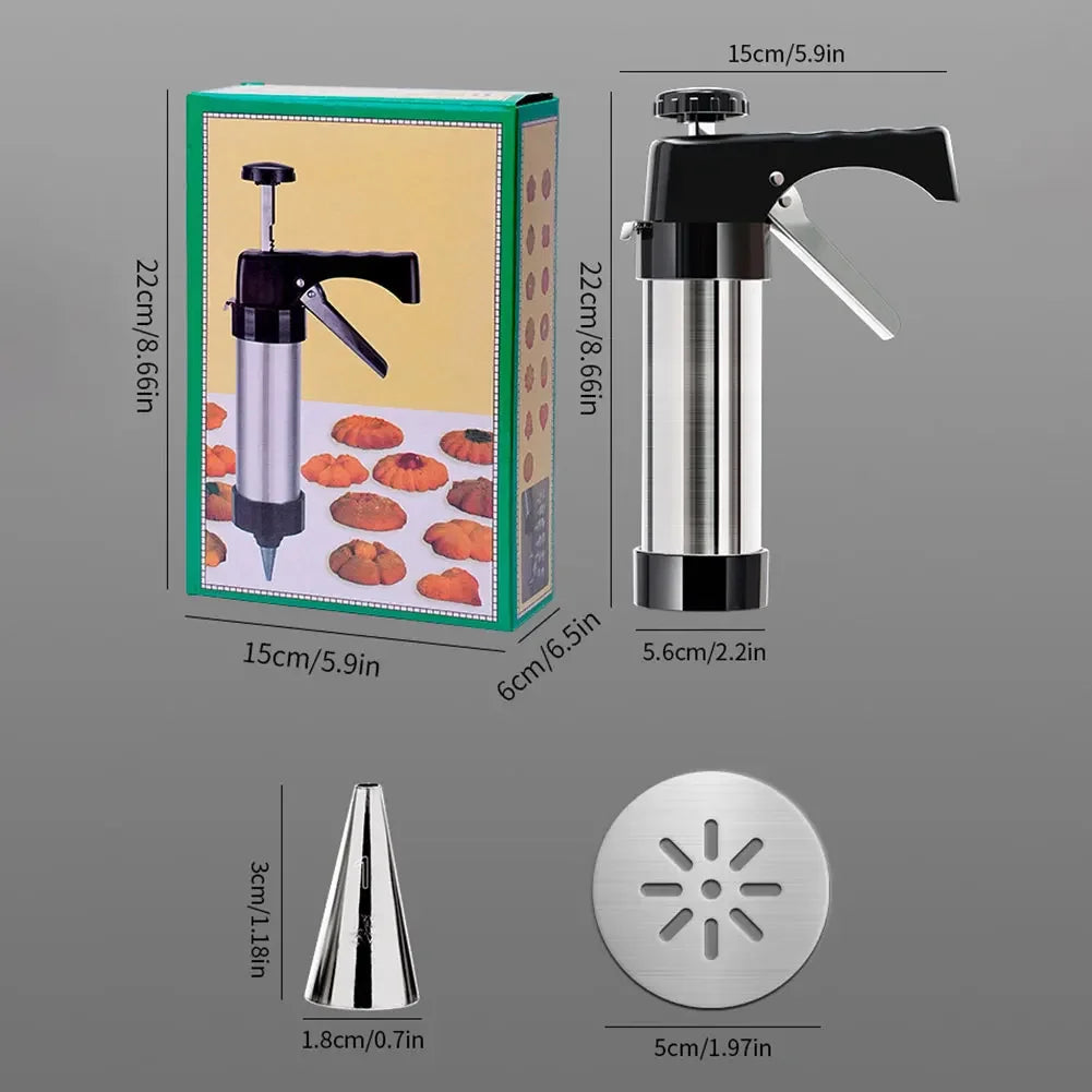 Cookie Press Gun with 13 Cookie Discs+8 Icing Nozzles DIY Cookie Maker Deluxe Cookie Maker for Making and Decorating Cookies