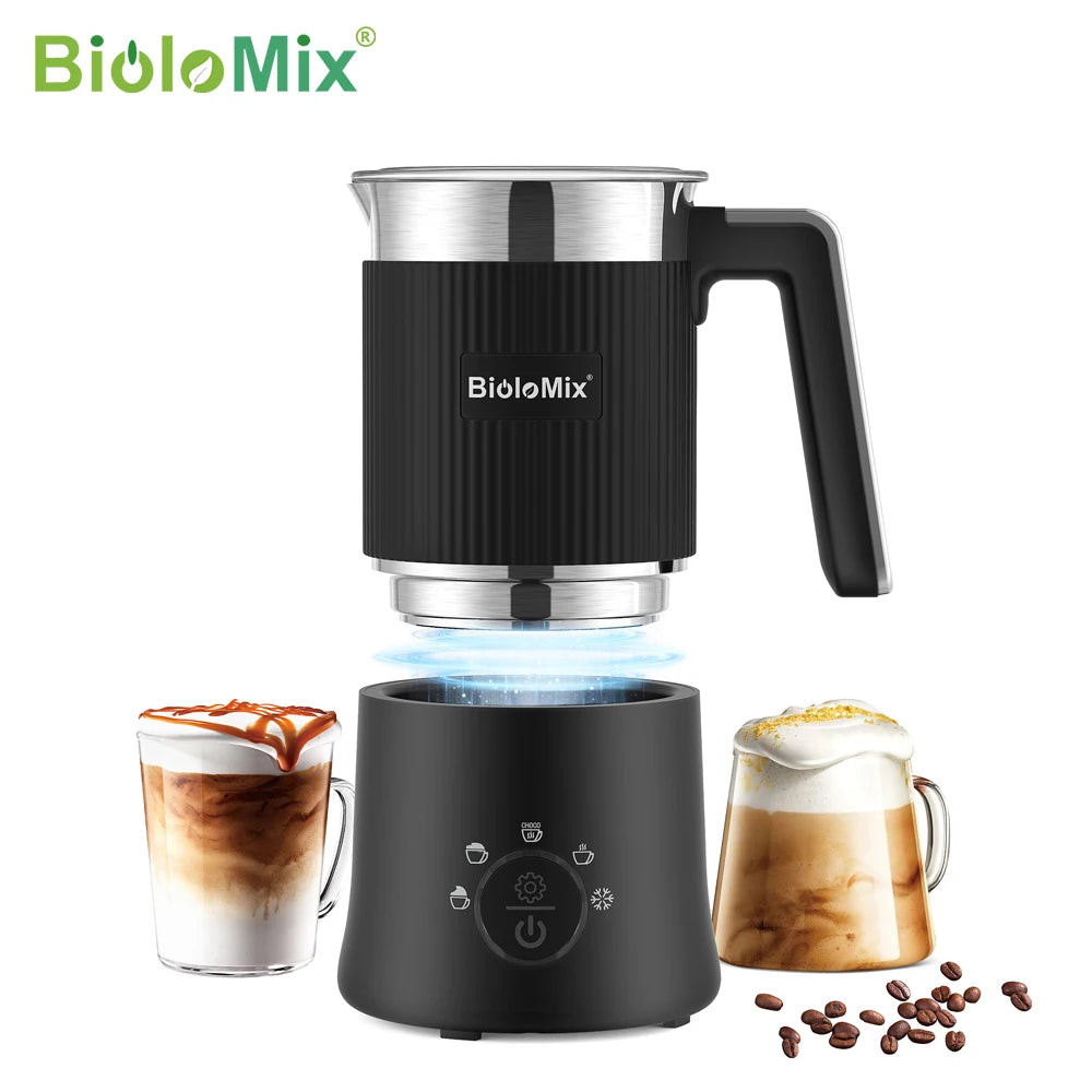 BioloMix 5-in-1 Detachable Milk Frother and Steamer，Automatic Hot/Cold Foam and Hot Chocolate Maker ,Dishwasher Safe