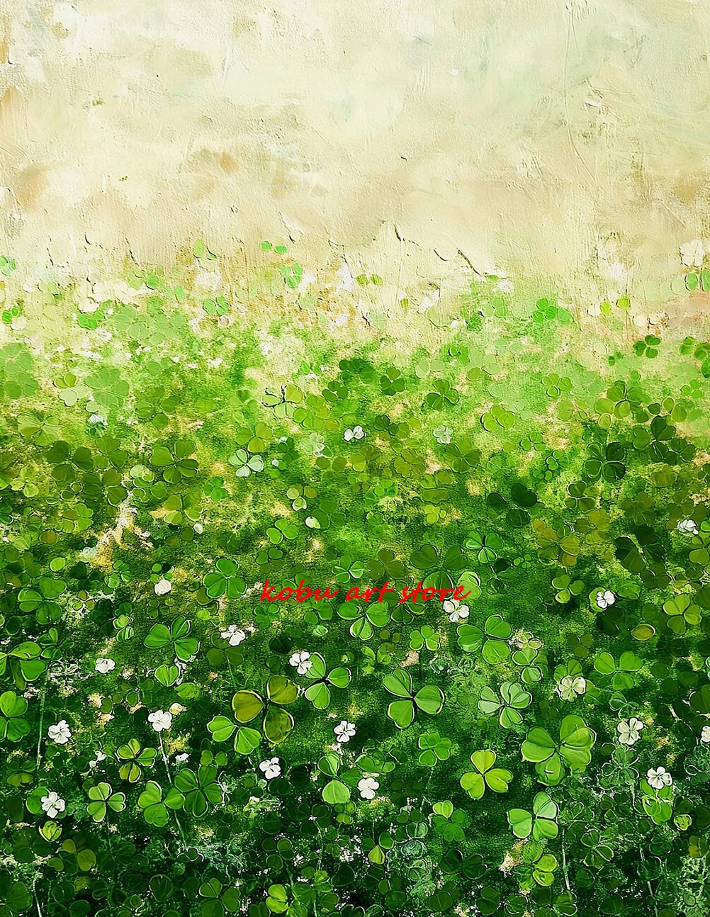 Four Leaf Clover Green Wildflower Field Shamrock Poster Print Canvas Painting St Patricks Day Wall Art Picture Home Room Decor