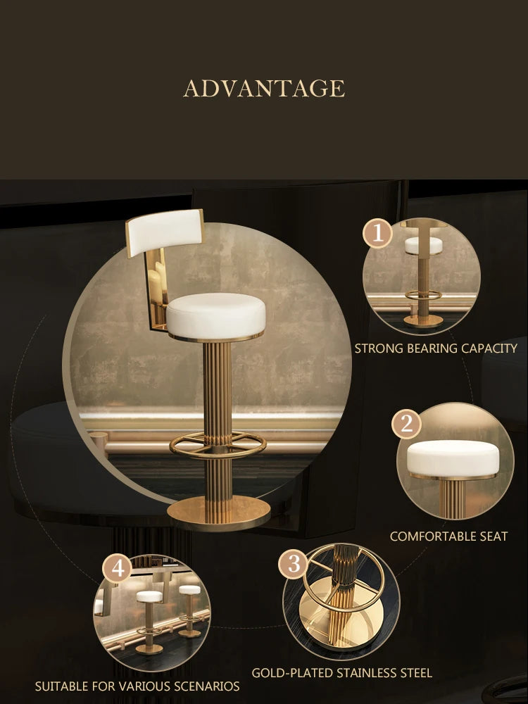 Bar Stools Height Adjustable Swivel Bar Chair Stainess Steel Kitchen Counter Golder Stools Dining Desk High Chairs