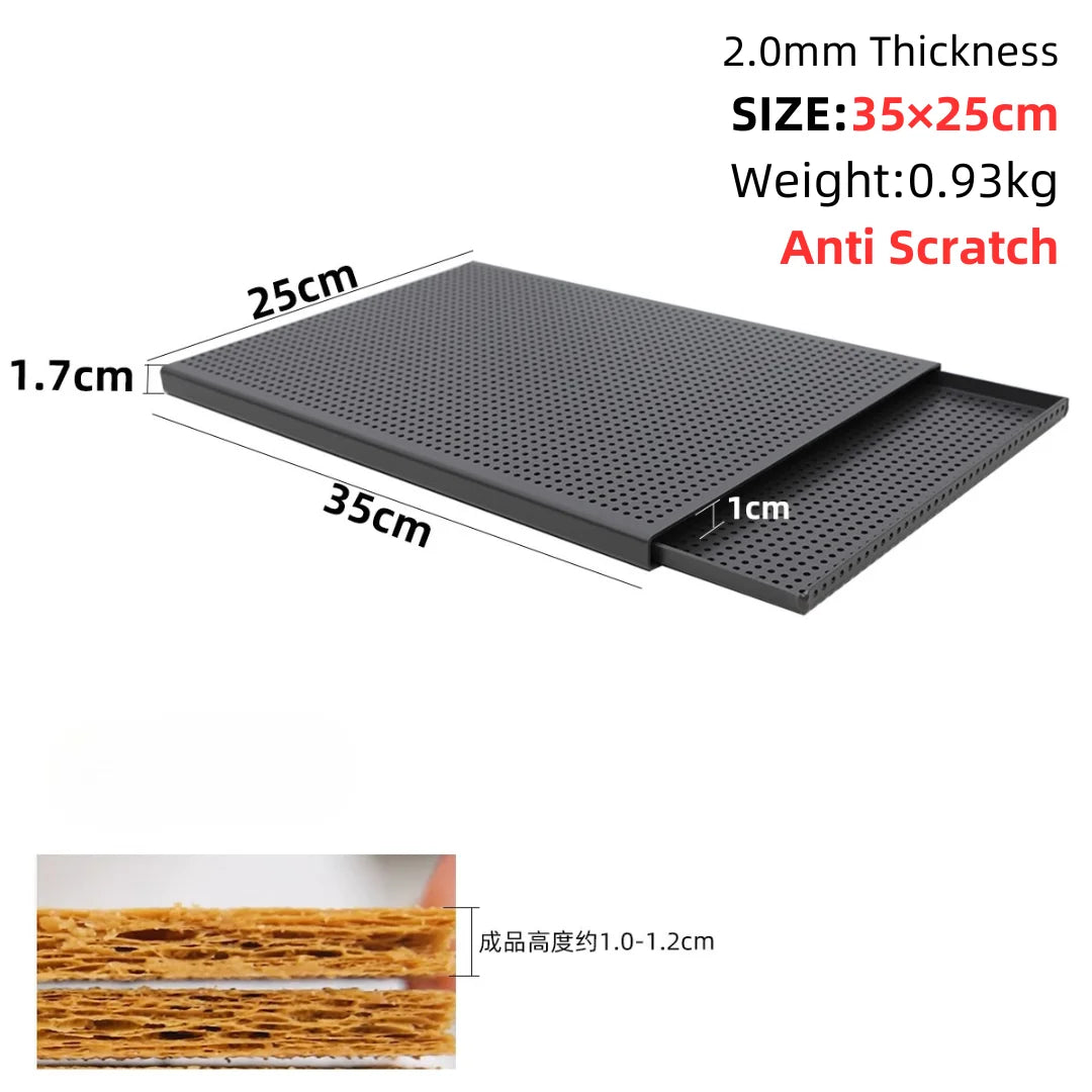 Puff Pastry Baking Tray Mille Feuille Rectangular Pastry molds Baking Pan Perforated Baking Pan Dish Oven Tray Bread With Hole