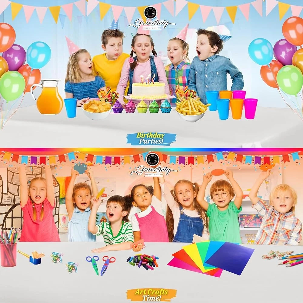 12 Pack Disposable Plastic Tablecloths 54x108 inch Premium Quality Table Covers Easy Clean Event Party Decor Indoor Outdoor Use
