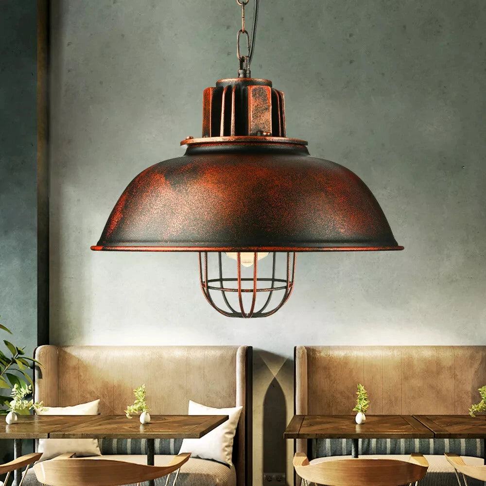 Vintage Industrial Pendant Light - Rustic Farmhouse Hanging Ceiling Lamp Fixture