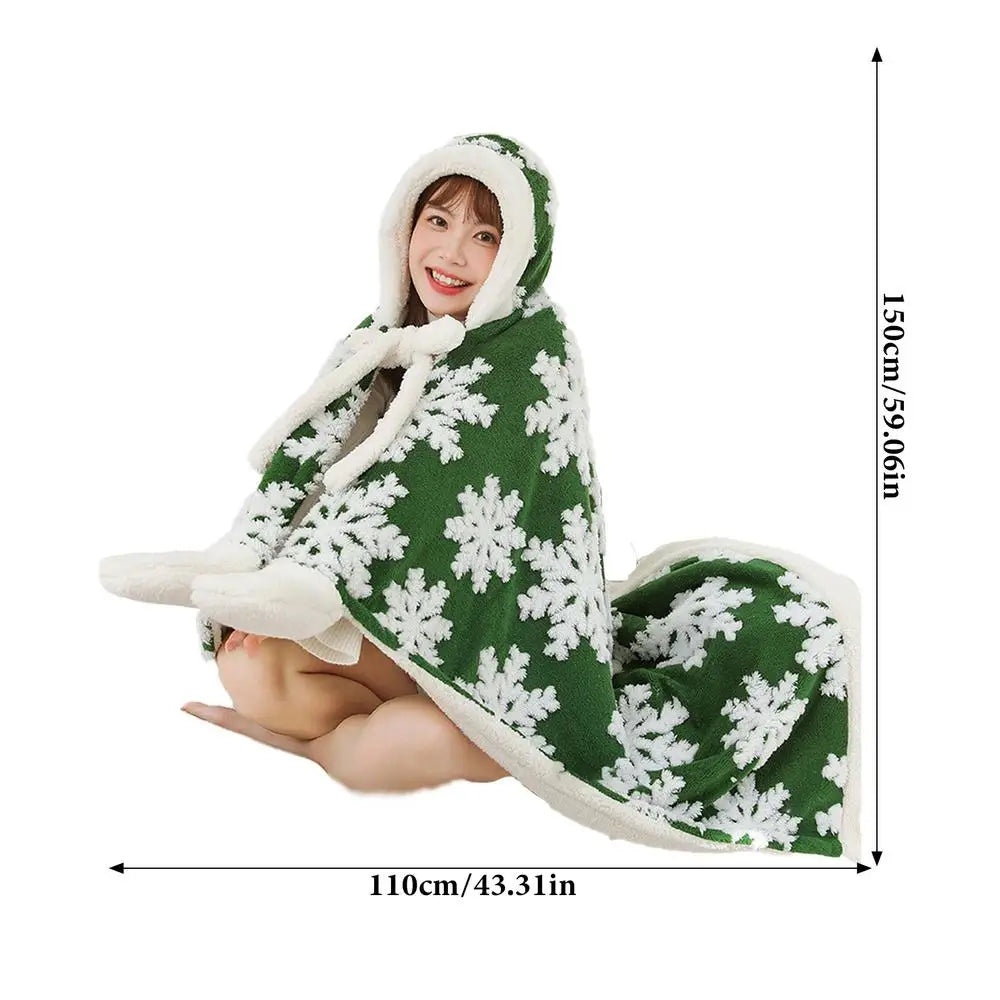 Wearable Blanket Christmas Warm Holiday Cape 59x43 Inch Warm Cozy Shawl Comfortable Cape Wrap For Men Women Holiday Cape Shawl