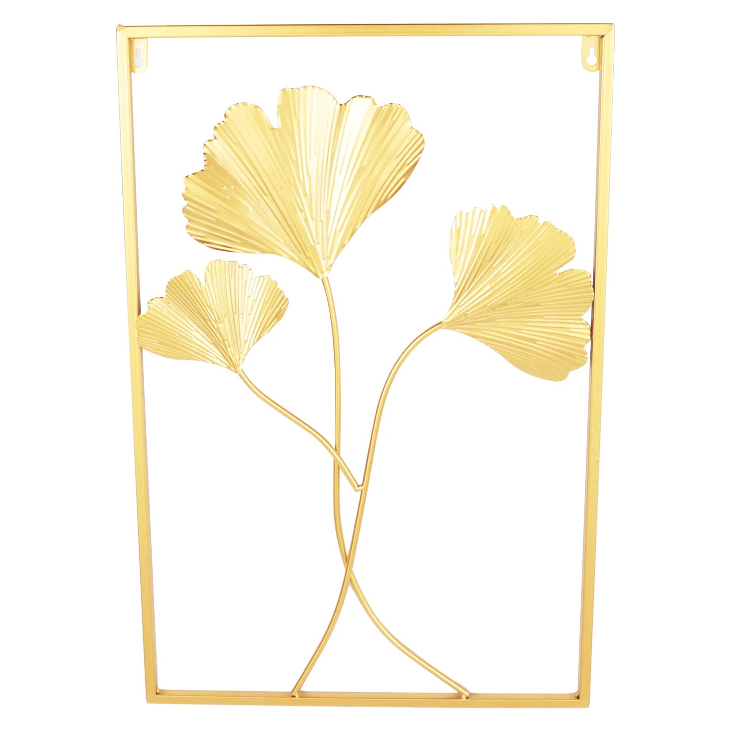 3 Pack Gold Metal Wall Art for Living Room, Large Leaf Frame Accent Leaves Wall Decor Home