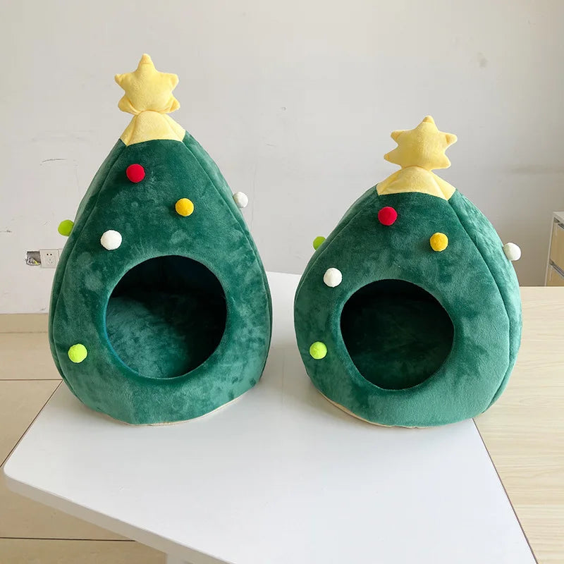 New Christmas tree cat nest dog Nest winter warm pet Nest winter cat house pet supplies Teddy pet bed Pink dog bed Dog pee Puppy