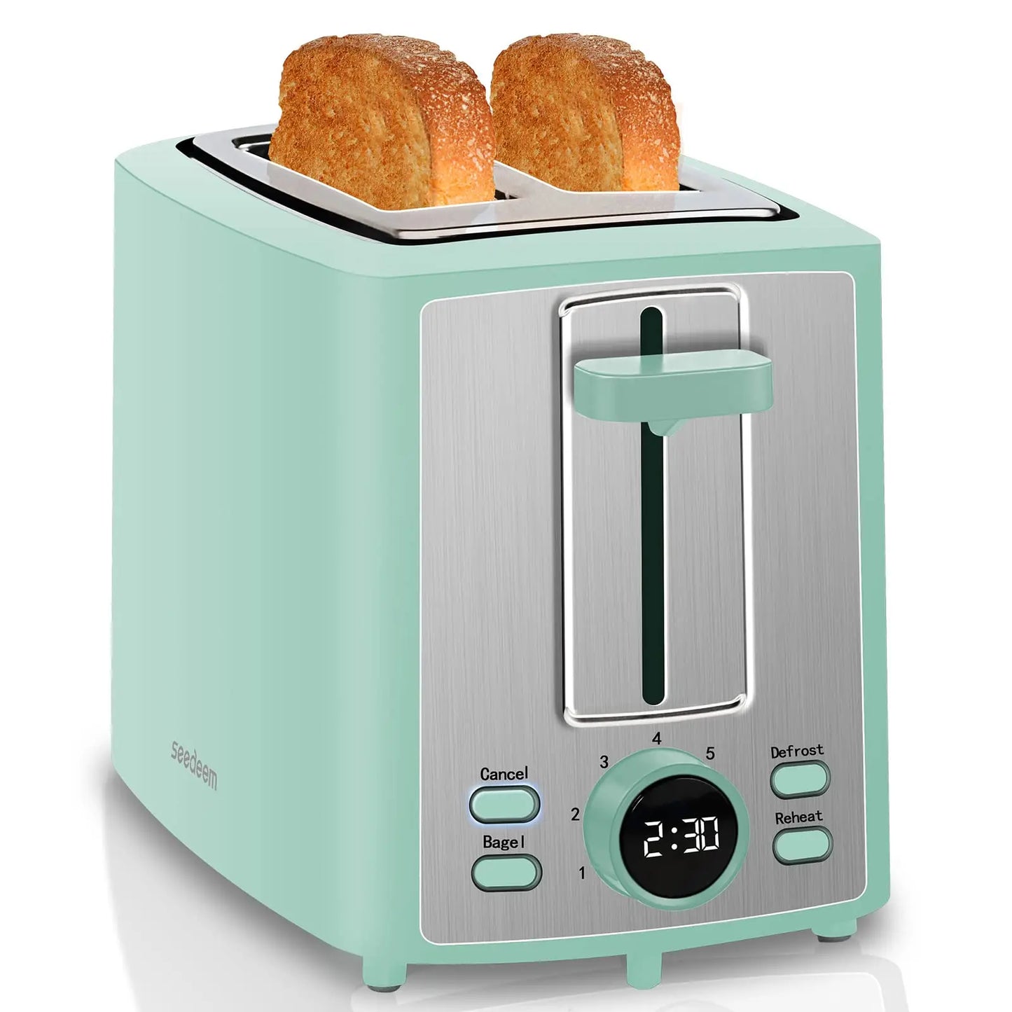 Toaster 2 Slice,LCD Display,7 Shade Settings,1.４'' Extra Wide Slots Toaster,4-in-1 Functions,Removable Crumb Tray, 900W