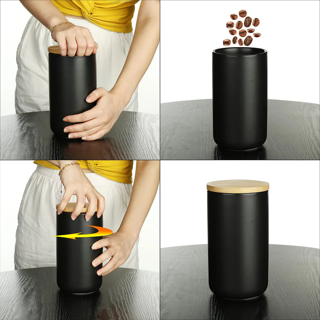 High Quality 800ML/1000ML Sealed Ceramic Storage Jar With Bamboo Lid Spices Tank Container Kitchen Food Bottle Coffee Tea Caddy