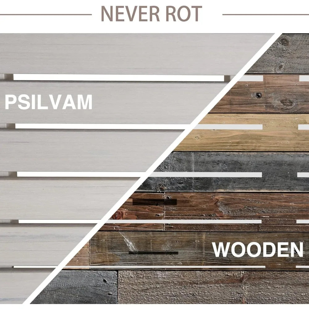 Psilvam Outdoor Bench, Two Person Poly Lumber Porch Bench, Weatherproof Garden Bench That Never Rot and Fade, All-Weather Patio