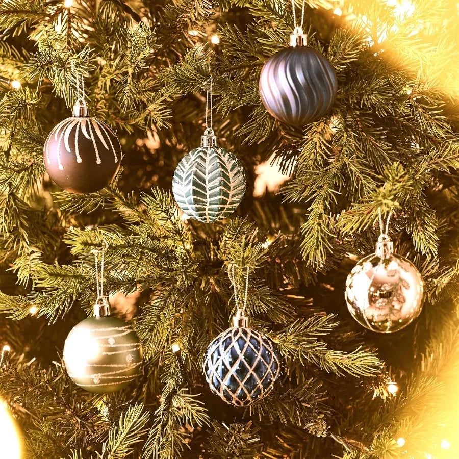 Elegant 16ct Navy Blue and Silver Shatterproof Fall Christmas Tree Decorations Ball Ornaments 2.36 Inches Diameter Ideal for Ho