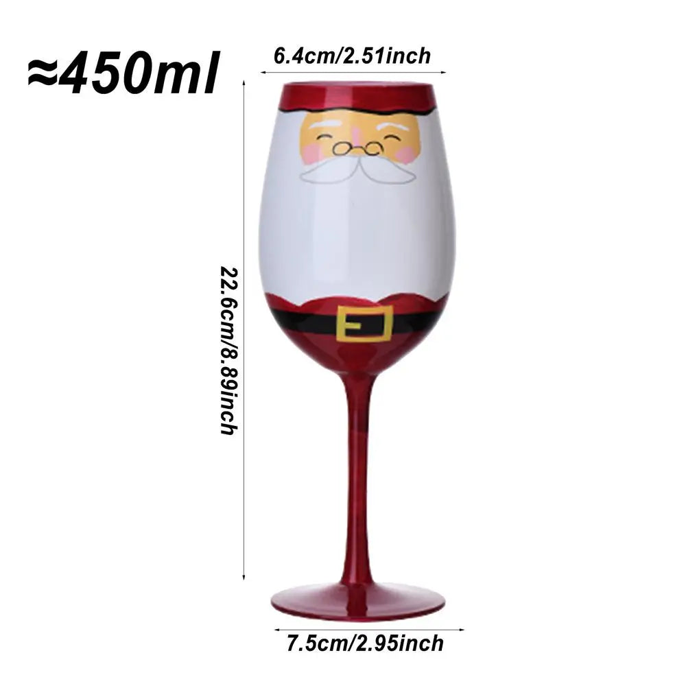 Creative Christmas Glass Cup Hand-Painted Christmas Tree Glass Goblet Red Wine Glass Christmas theme Home Glass Cup Xmas Gift