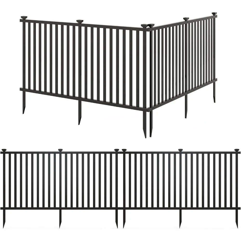 Picket Fence 4 Panels, 80''W x 37.5''H Decorative Outdoor Garden Fence, 320'' Total Length, Freestanding PVC Vinyl Fence for Ya
