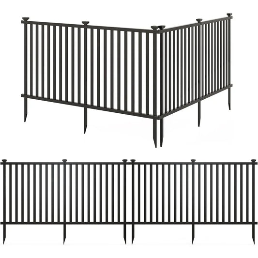 Picket Fence 4 Panels, 80''W x 37.5''H Decorative Outdoor Garden Fence, 320'' Total Length, Freestanding PVC Vinyl Fence for Ya