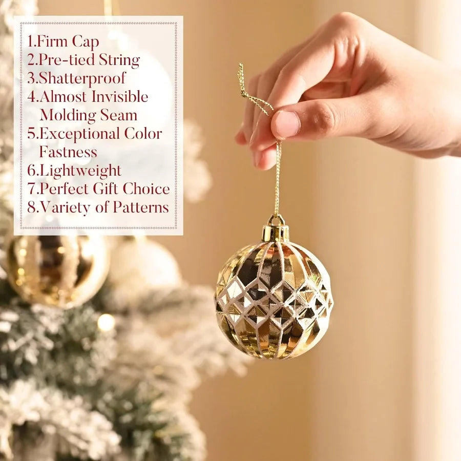 Elegant Shatterproof White and Gold Christmas Tree Decorations Ball Ornaments Set of 30 2 Inches Bulk Holiday Party Decorations
