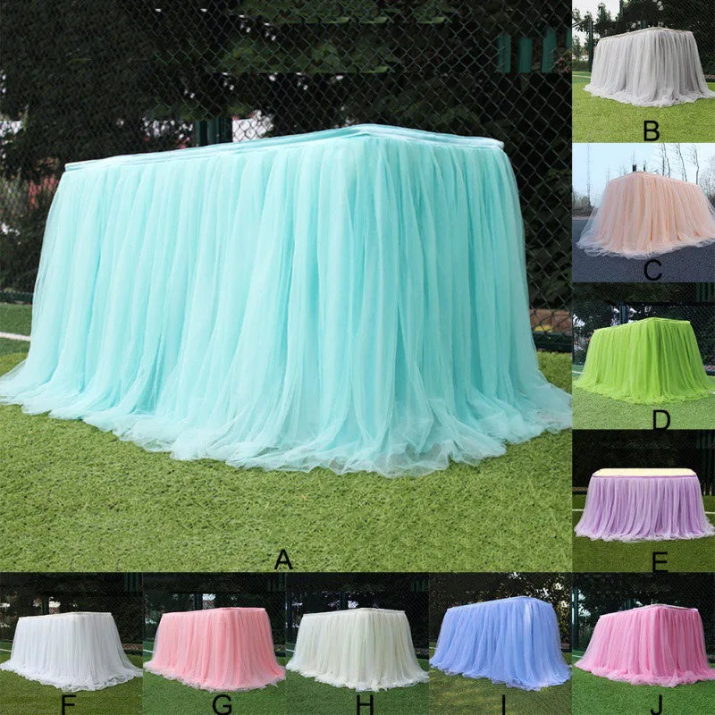 Tulle Table Skirts for Rectangle Round Tables Tutu Tablecloth Cover for Baby Shower Birthday Party Wedding Cake Dessert Table