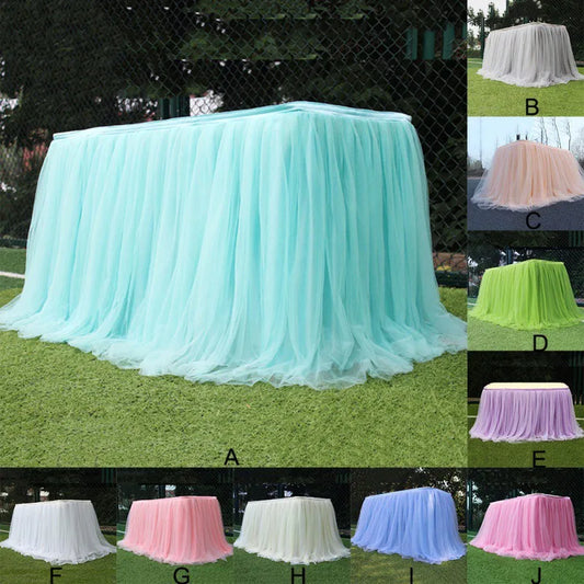 Tulle Table Skirts for Rectangle Round Tables Tutu Tablecloth Cover for Baby Shower Birthday Party Wedding Cake Dessert Table