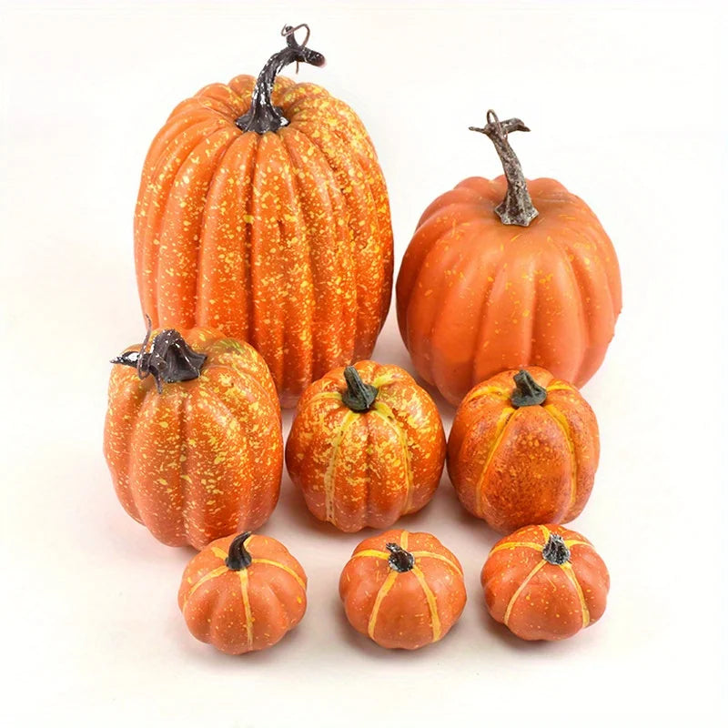 7/ 8PCS Fake Pumpkin Fall Decorations, Orange White Artificial Pumpkins Harvest Faux Foam Pumpkins for Fall Autumn Halloween