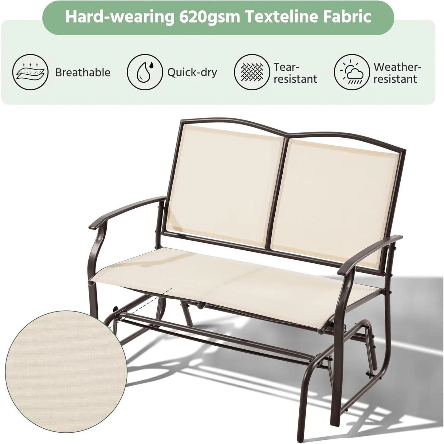 2-Person Patio Glider Bench – All-Weather Rocking Loveseat for Backyard