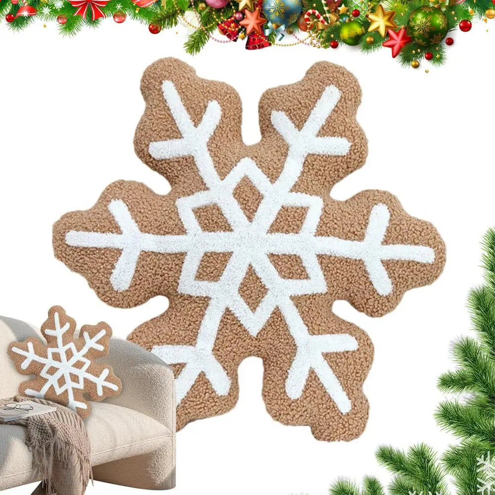 Snowflake Pillow Christmas Throw Pillow Snowflake Decorations Cute Christmas Decor Christmas Wreath Shaped Pillow For Sofa Bed