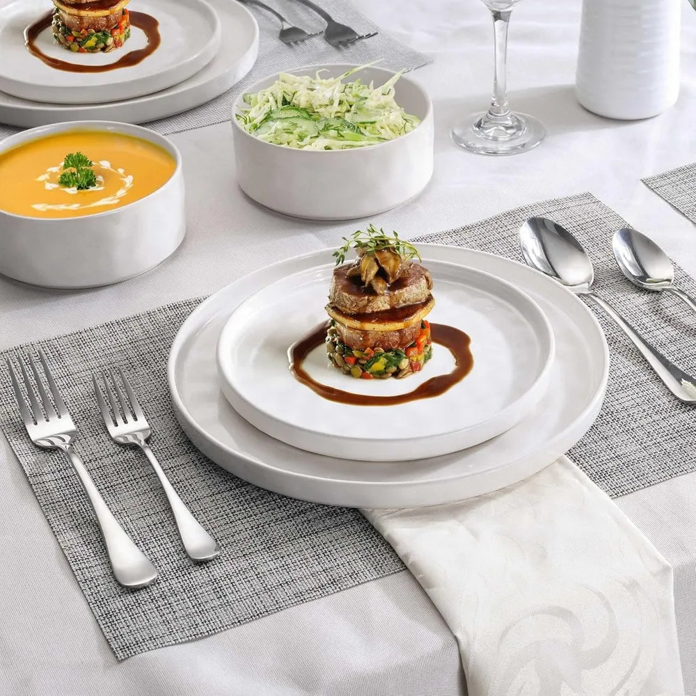 LIANYU Dinnerware Dinner Sets for 6, 18 Piece Ceramic Plates and Bowls Dish Set, Kitchen Speckled Dining Tableware Dishware, Mic