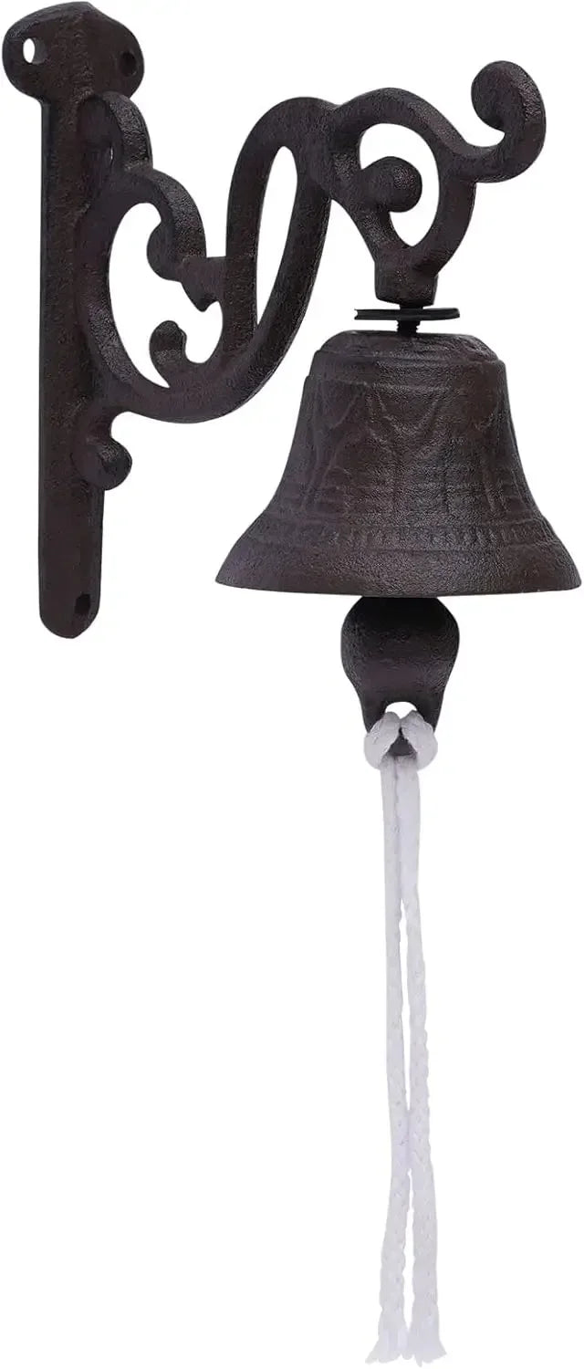 Cast Iron Door Bell, Wall Mounted Captains Bell Doorbell Hanging Ship Bell for Door Restaurant School Garden 13.5x13.5cm Black