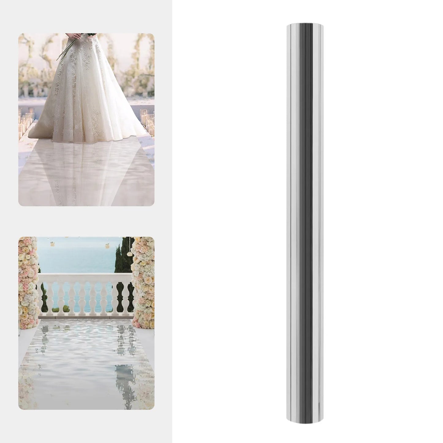 65FT x 3FT Silver Mirrored Floor Wedding Aisle Runner,Mirror Rug,Carpet for Party,Birthday, Banquet, Restaurant Decoration,