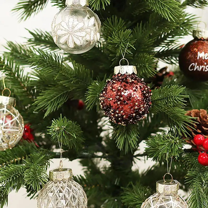 Christmas Tree Balls Hanging 25pcs Christmas Ball Ornaments Glittering Christmas Baubles PVC White Gold Ball Decorations Set