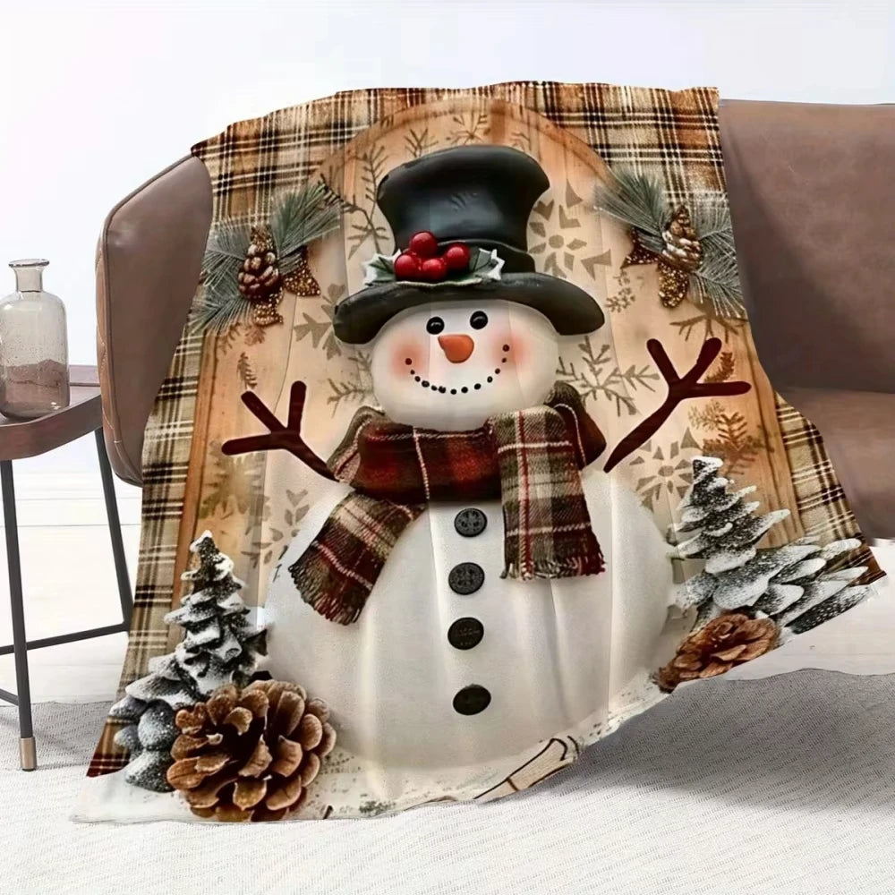 [Soft Snowman Blanket] Soft and durable snowman flannel blanket Winter Flannel Blanket Christmas season