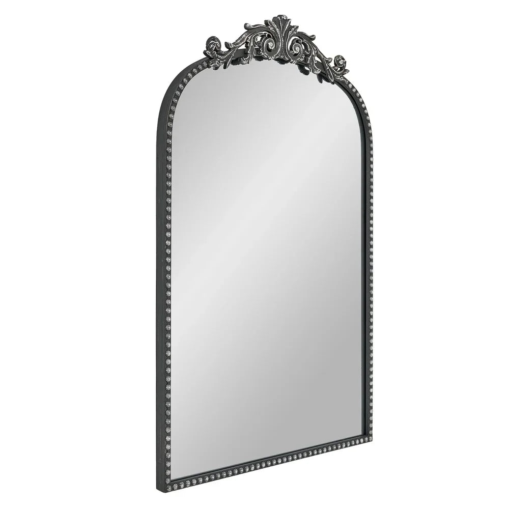 Elegant Arch Metal Wall Mirror Decorative Accent Piece Floral Leaf Design Living Room Bedroom Gallery Wall Art Secure Hanging