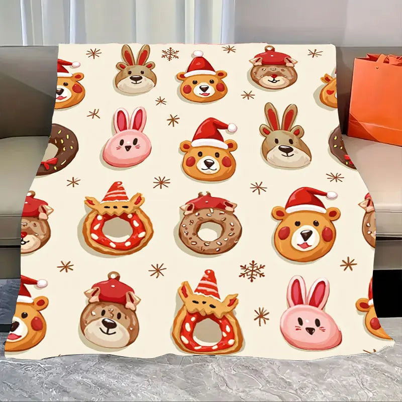 1pc Flannel Blanket Autumn Floral Print Throw Blanket for Cozy Home Decor