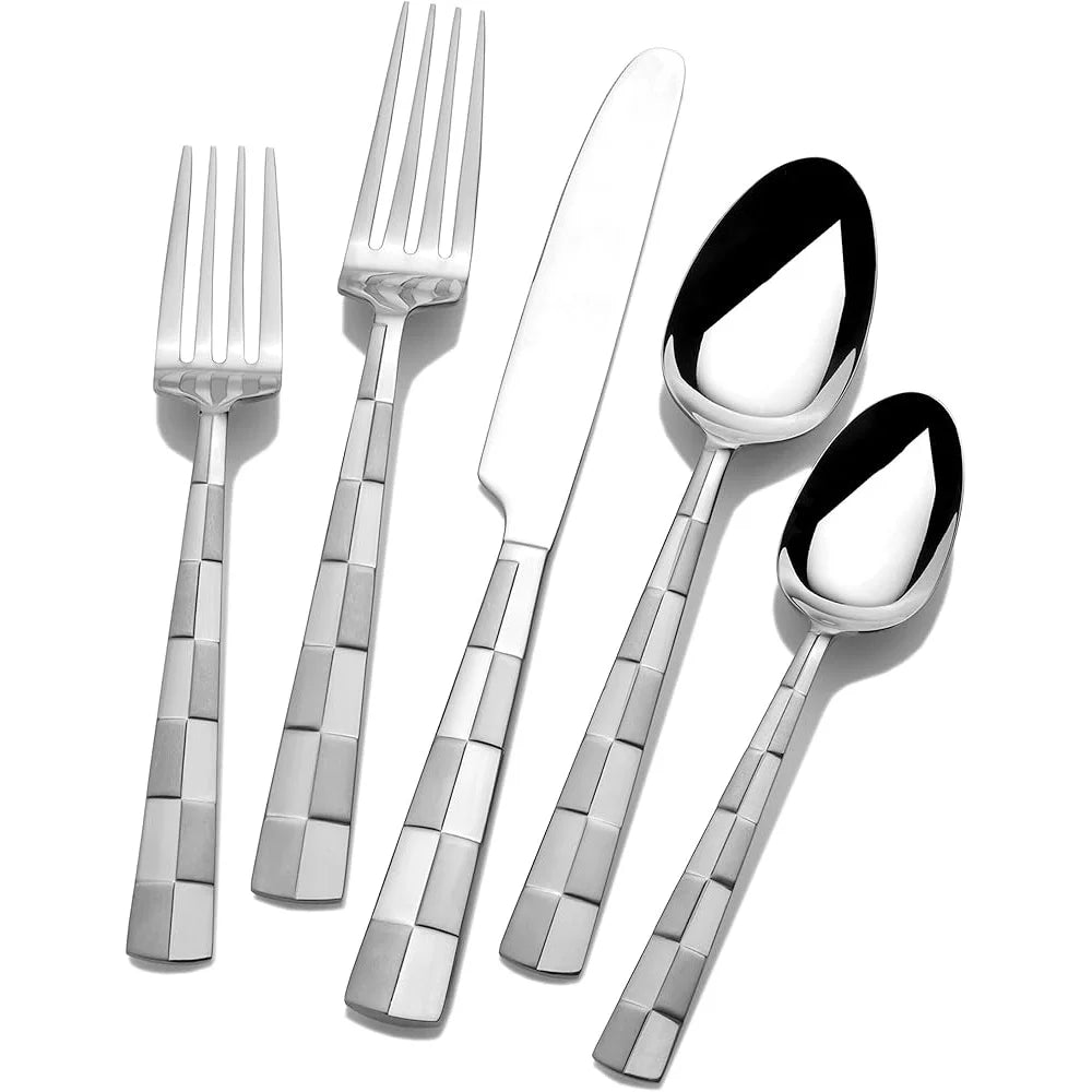 20-Piece Stainless Steel Flatware Set Service 4 Dishwasher Safe Frosted Polished Design Easy Care Dining Essentials