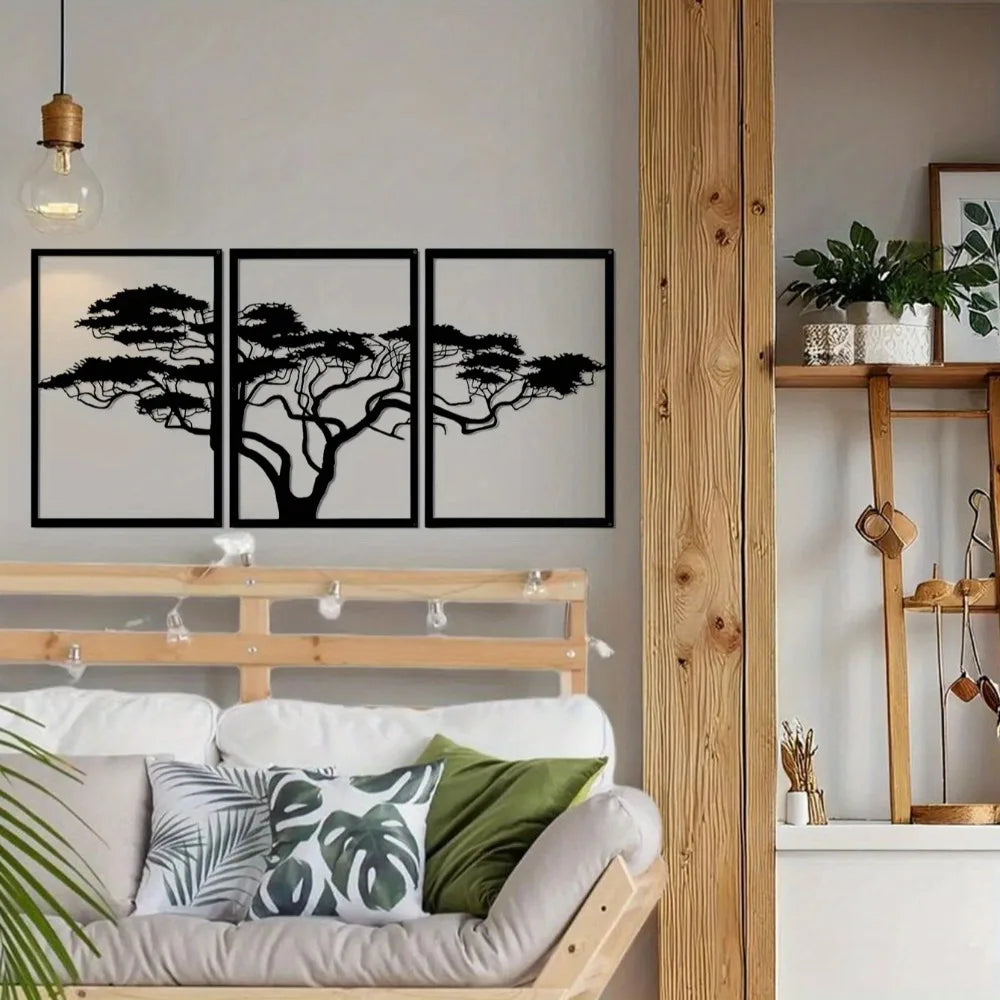 Handmade African Baobab Tree Metal Wall Sculpture - Tribal Free-Spirited Decor Tree of Life Art for Living Room Bedroom Dorm