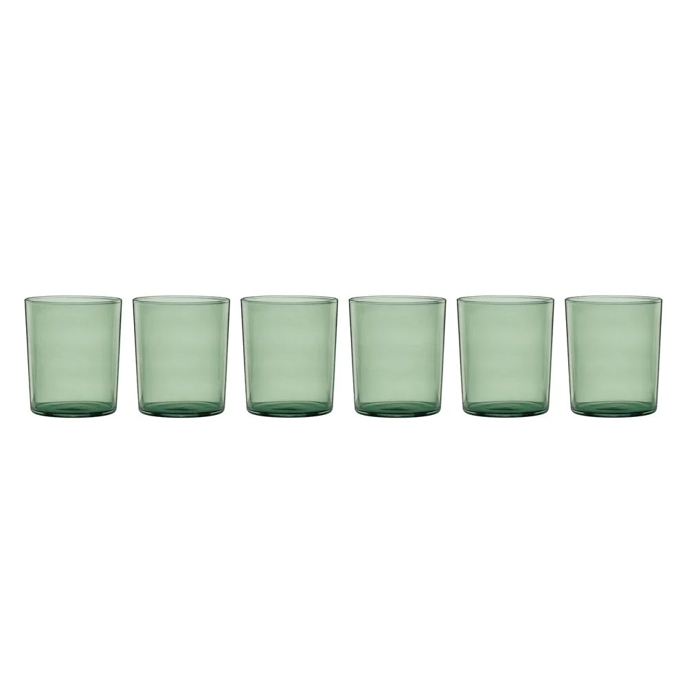 Stackable Green Glasses Set of 6 16 oz Dishwasher Safe Ergonomic Design Perfect Any Beverage Easy Storage