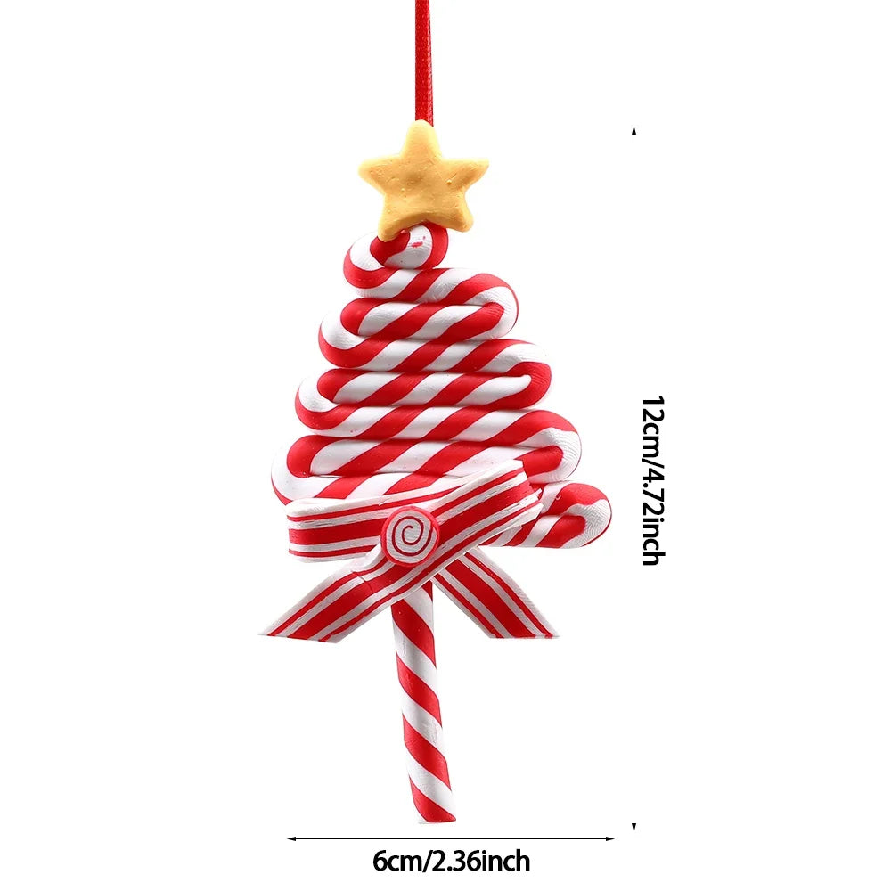 2pc 15cm Large Candy Pendant Christmas Decoration Red And White Lollipop PVC Painted Gold Xmas Tree Decora New Year Kids Gifts