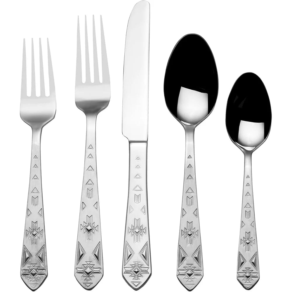 20-Piece Stainless Steel Flatware Set Service 4 Dishwasher Safe Corrosion Resistant Dining Table Utensils with Satin Finish